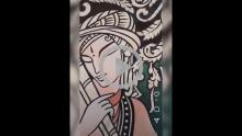 Bone and Ebony Wood Inlaid Wall Hanging